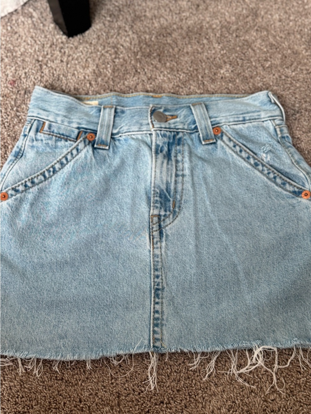 Levi's Light Blue Denim Mini Skirt with Frayed Edge